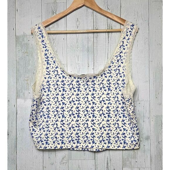 Forever 21 + Lace Trim Ditsy Floral Crop Top Tank Sz. 3X - Picture 4 of 6